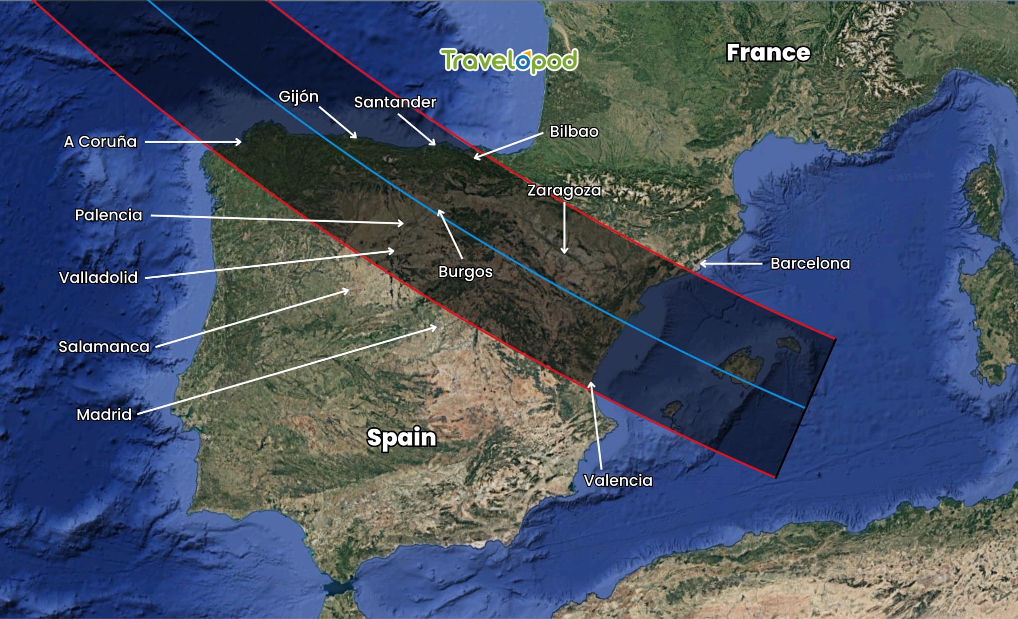 The Path of the 2026 Solar Eclipse in Spain